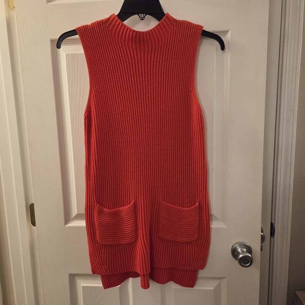 Jules & Leopold Red Slvless Knit Sweater Dress sz S Pockets Retro Hippie Mod